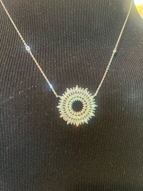 Radiant Silver Sunburst Crystal Necklace - Women's Jewelry
